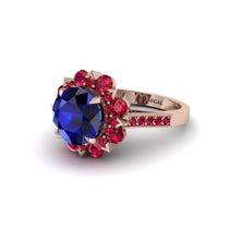 Sapphire Halo Sunburst Engagement Ring - Winter No. 59 image 1