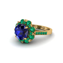 Sapphire Halo Sunburst Engagement Ring - Winter No. 28 image 1