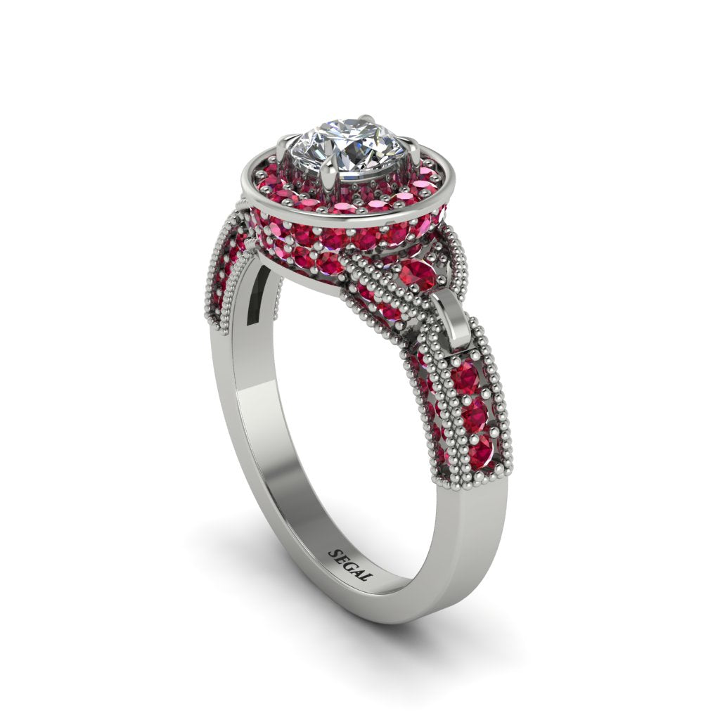 Diamond Double Halo Handmade Engagement Ring - Gracelyn No. 48