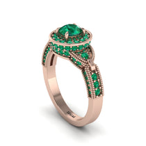 Emerald Double Halo Handmade Engagement Ring - Gracelyn No. 20 image 1