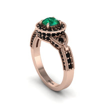 Emerald Double Halo Handmade Engagement Ring - Gracelyn No. 35 image 1