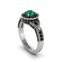 Emerald Double Halo Handmade Engagement Ring - Gracelyn No. 36 image 1