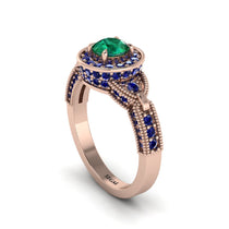 Emerald Double Halo Handmade Engagement Ring - Gracelyn No. 65 image 1