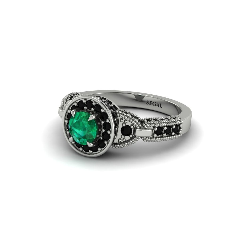 Emerald Double Halo Handmade Engagement Ring - Gracelyn No. 36