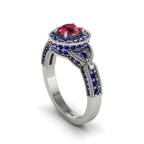 Ruby Double Halo Handmade Engagement Ring - Gracelyn No. 72 image 1