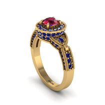 Ruby Double Halo Handmade Engagement Ring - Gracelyn No. 70 image 1