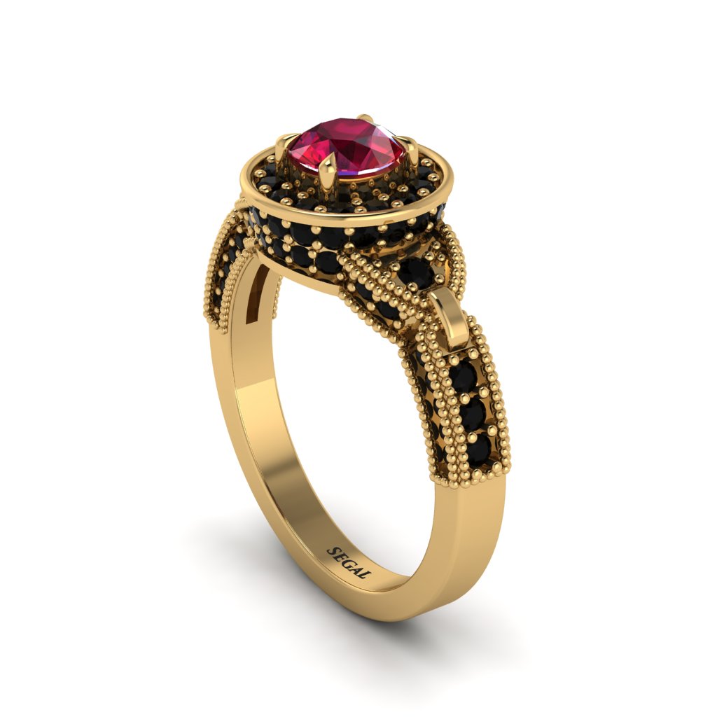 Ruby Double Halo Handmade Engagement Ring - Gracelyn No. 40