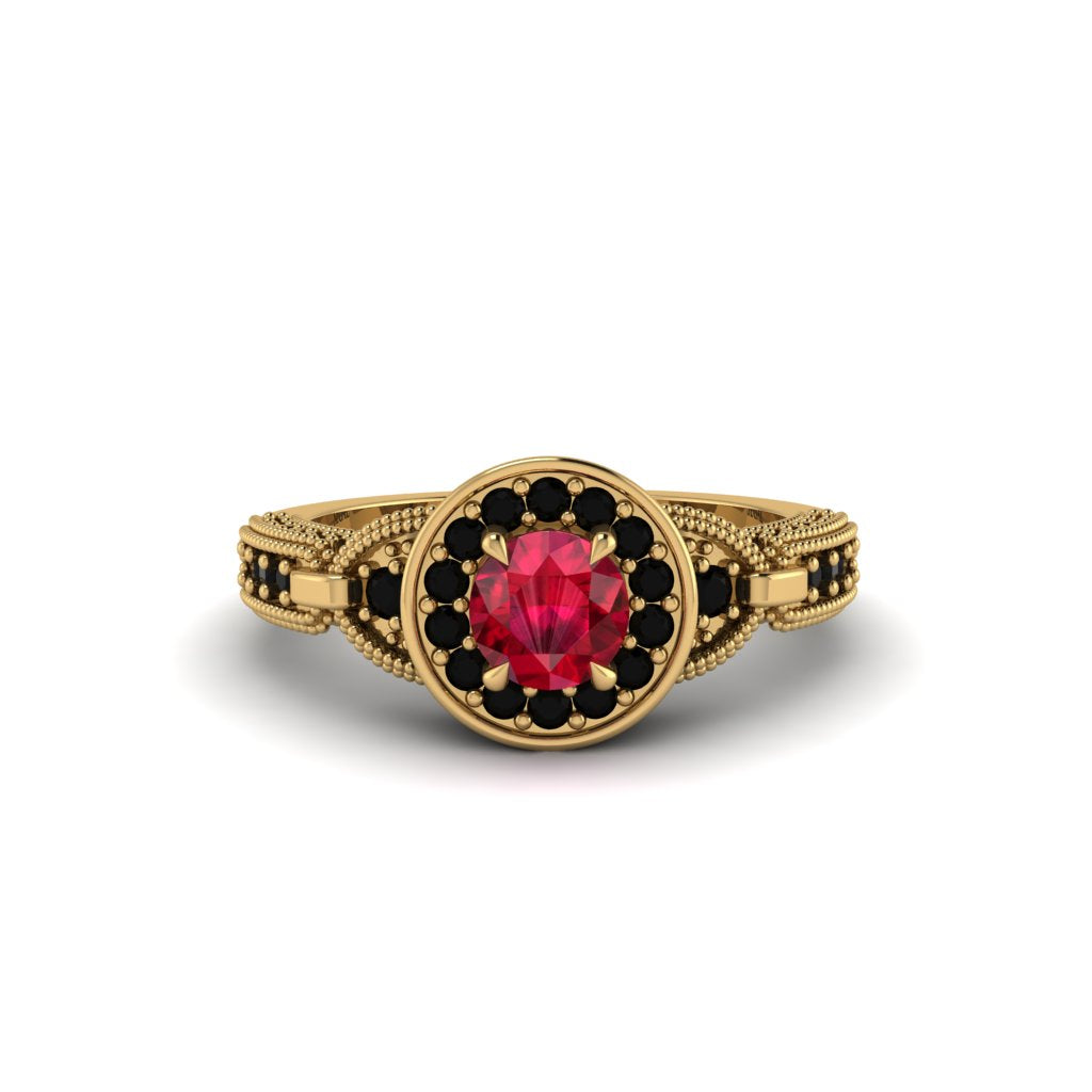 Ruby Double Halo Handmade Engagement Ring - Gracelyn No. 40