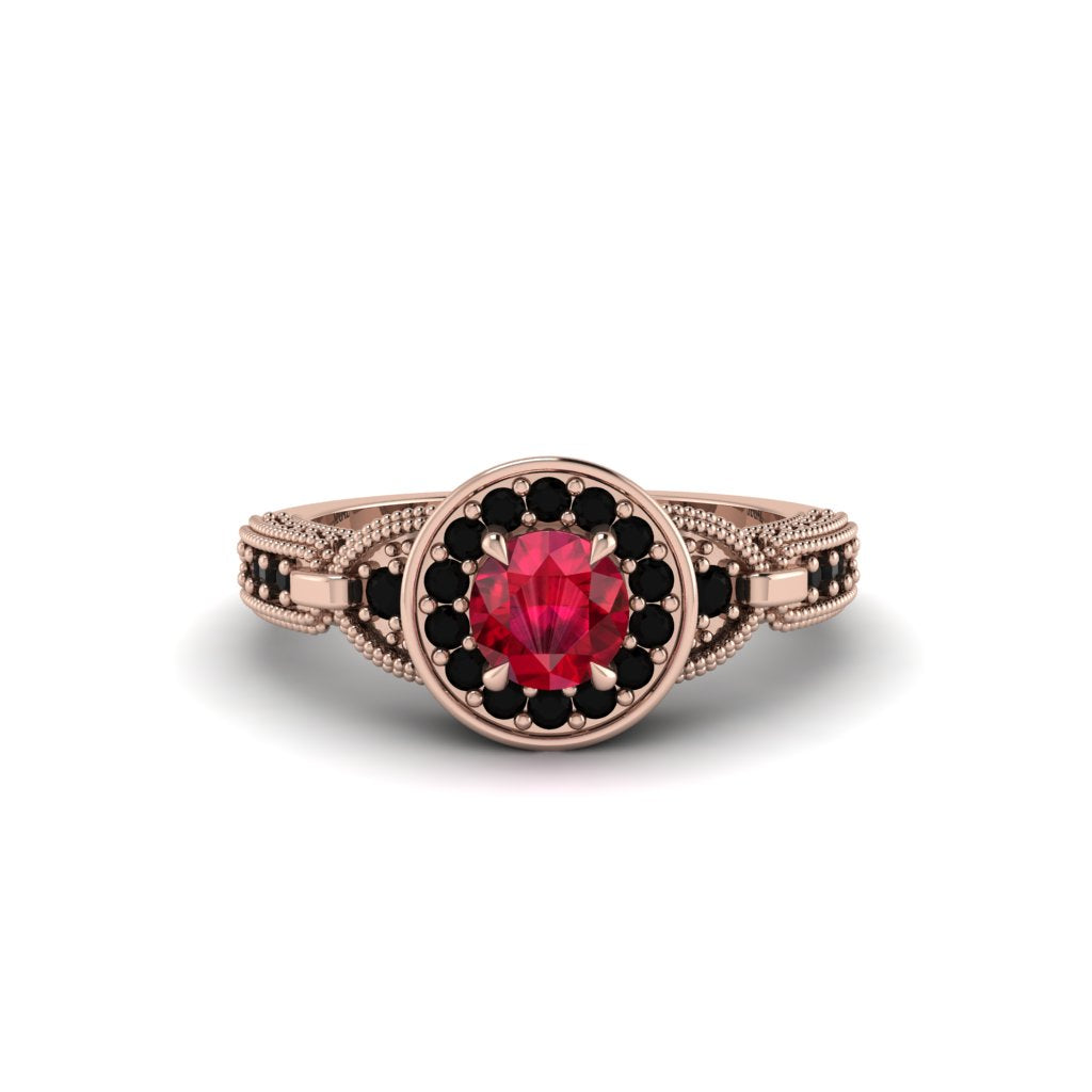 Ruby Double Halo Handmade Engagement Ring - Gracelyn No. 41