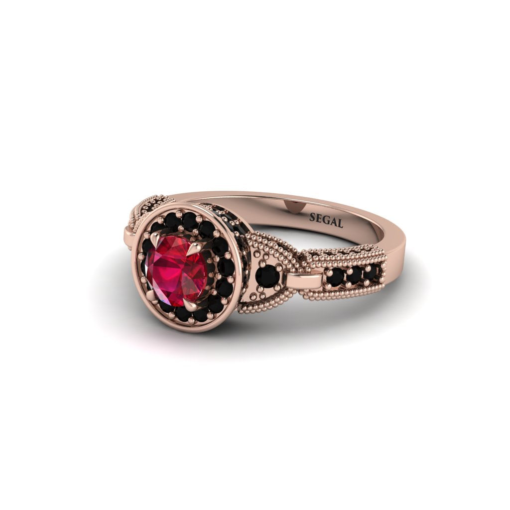 Ruby Double Halo Handmade Engagement Ring - Gracelyn No. 41