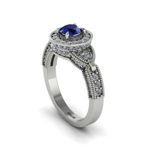 Sapphire Double Halo Handmade Engagement Ring - Gracelyn No. 15 image 1