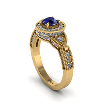 Sapphire Double Halo Handmade Engagement Ring - Gracelyn No. 13 image 1