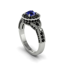Sapphire Double Halo Handmade Engagement Ring - Gracelyn No. 45 image 1