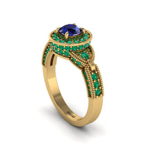 Sapphire Double Halo Handmade Engagement Ring - Gracelyn No. 28 image 1