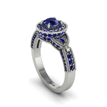 Sapphire Double Halo Handmade Engagement Ring - Gracelyn No. 75 image 1