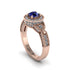 Sapphire Double Halo Handmade Engagement Ring - Gracelyn No. 14