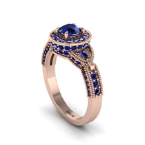 Sapphire Double Halo Handmade Engagement Ring - Gracelyn No. 74 image 1