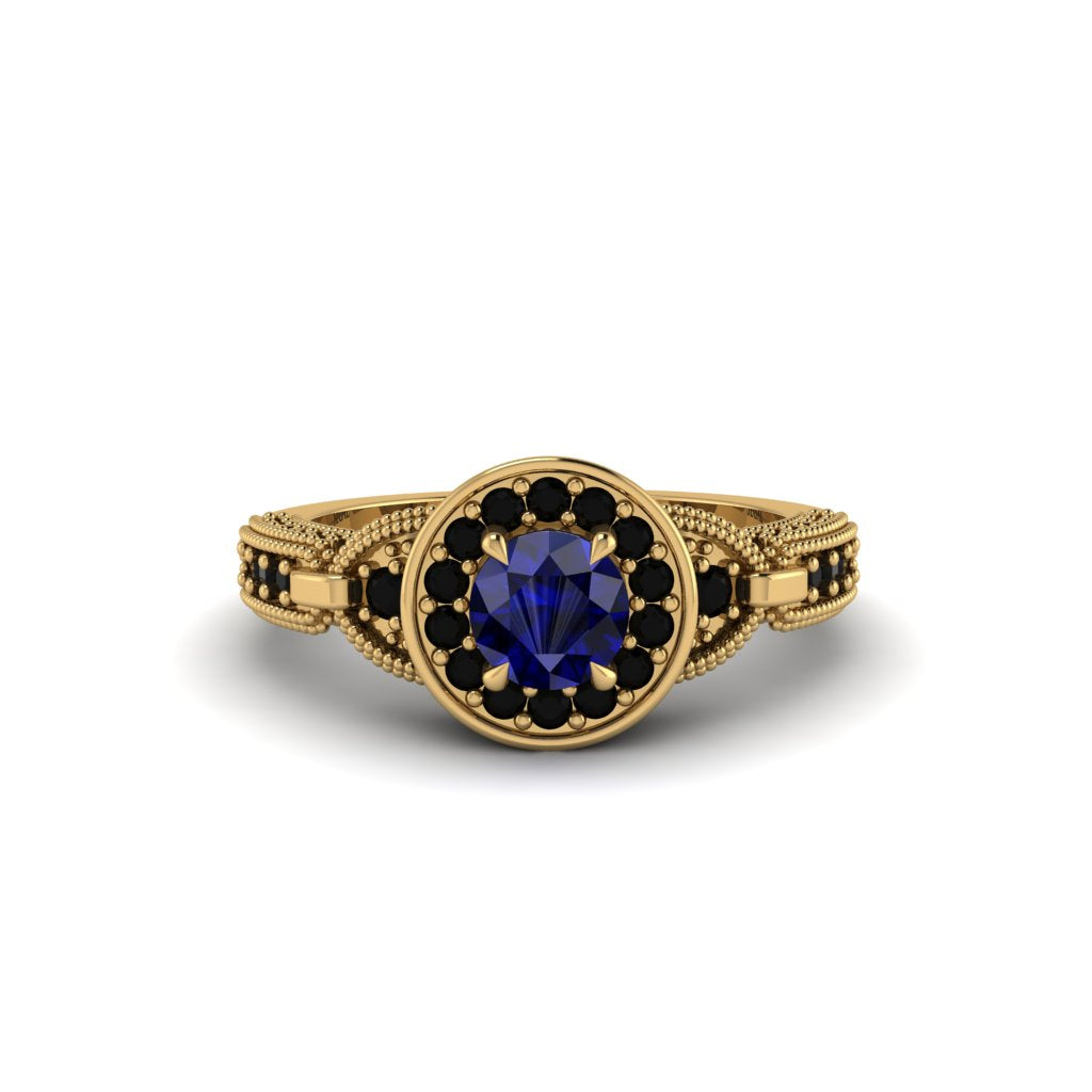 Sapphire Double Halo Handmade Engagement Ring - Gracelyn No. 43