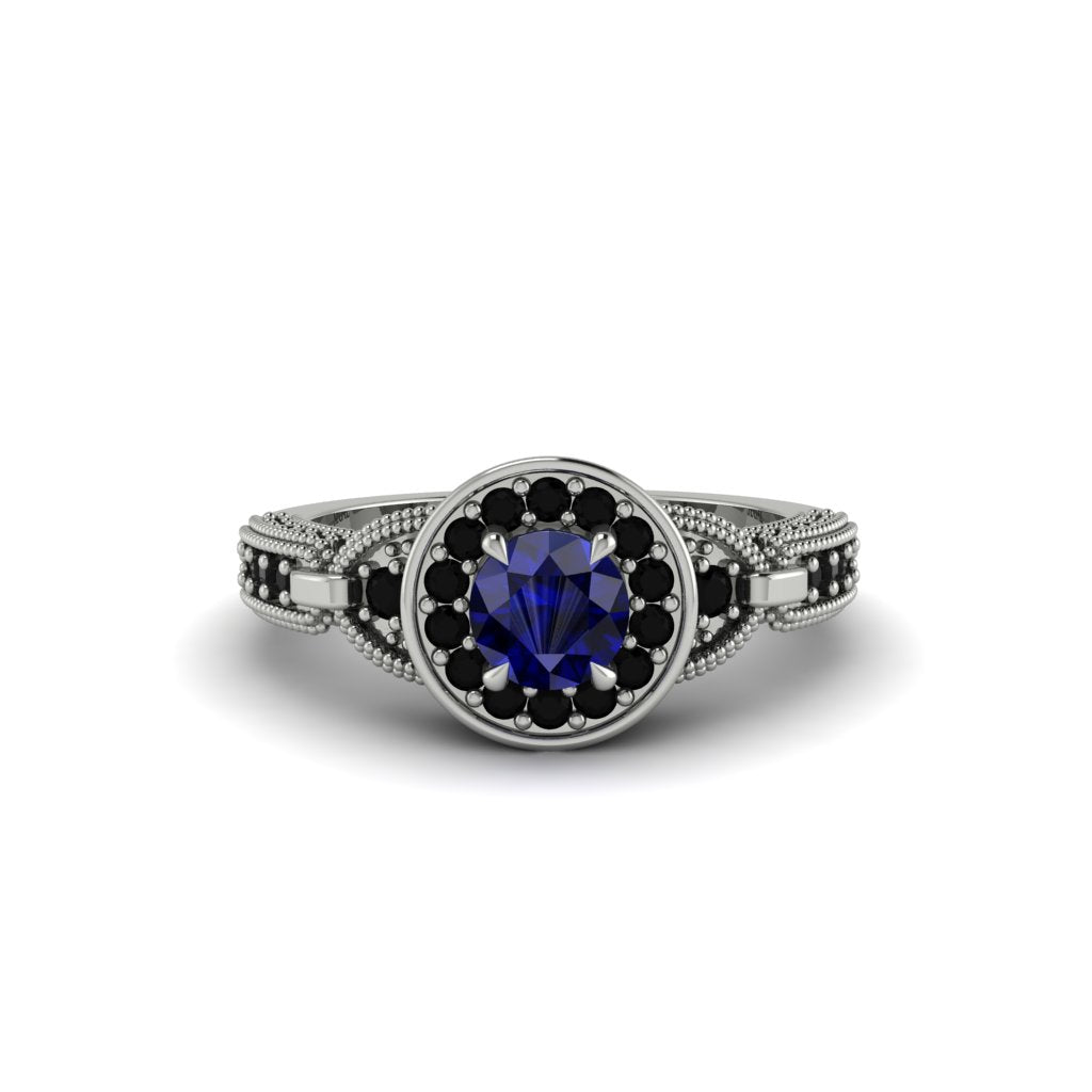 Sapphire Double Halo Handmade Engagement Ring - Gracelyn No. 45