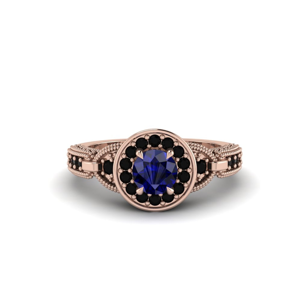 Sapphire Double Halo Handmade Engagement Ring - Gracelyn No. 44