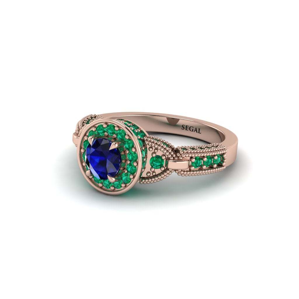 Sapphire Double Halo Handmade Engagement Ring - Gracelyn No. 29