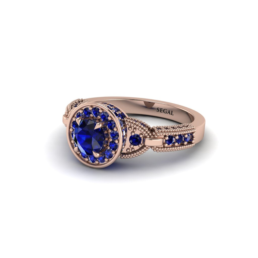 Sapphire Double Halo Handmade Engagement Ring - Gracelyn No. 74