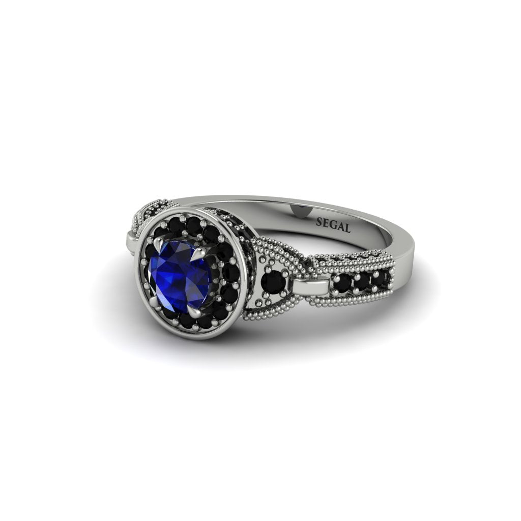 Sapphire Double Halo Handmade Engagement Ring - Gracelyn No. 45