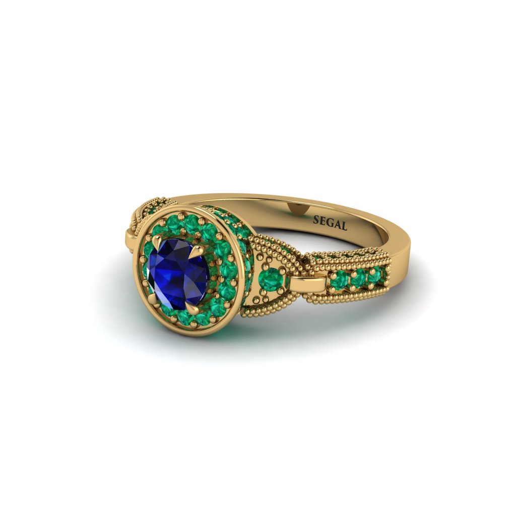 Sapphire Double Halo Handmade Engagement Ring - Gracelyn No. 28