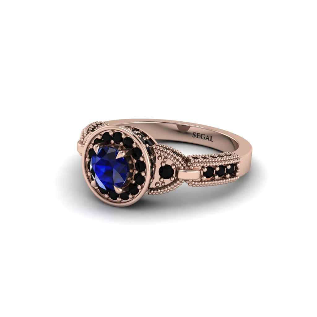 Sapphire Double Halo Handmade Engagement Ring - Gracelyn No. 44