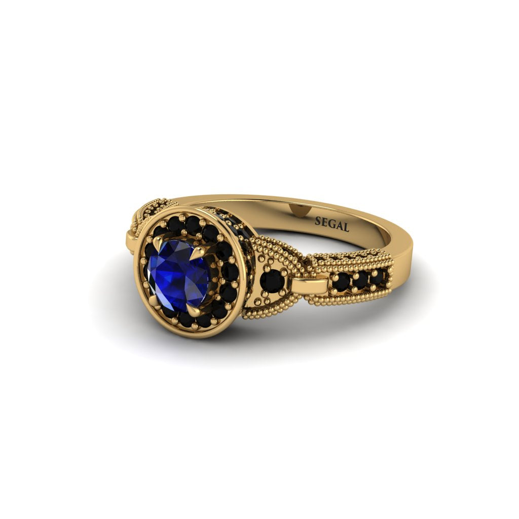 Sapphire Double Halo Handmade Engagement Ring - Gracelyn No. 43