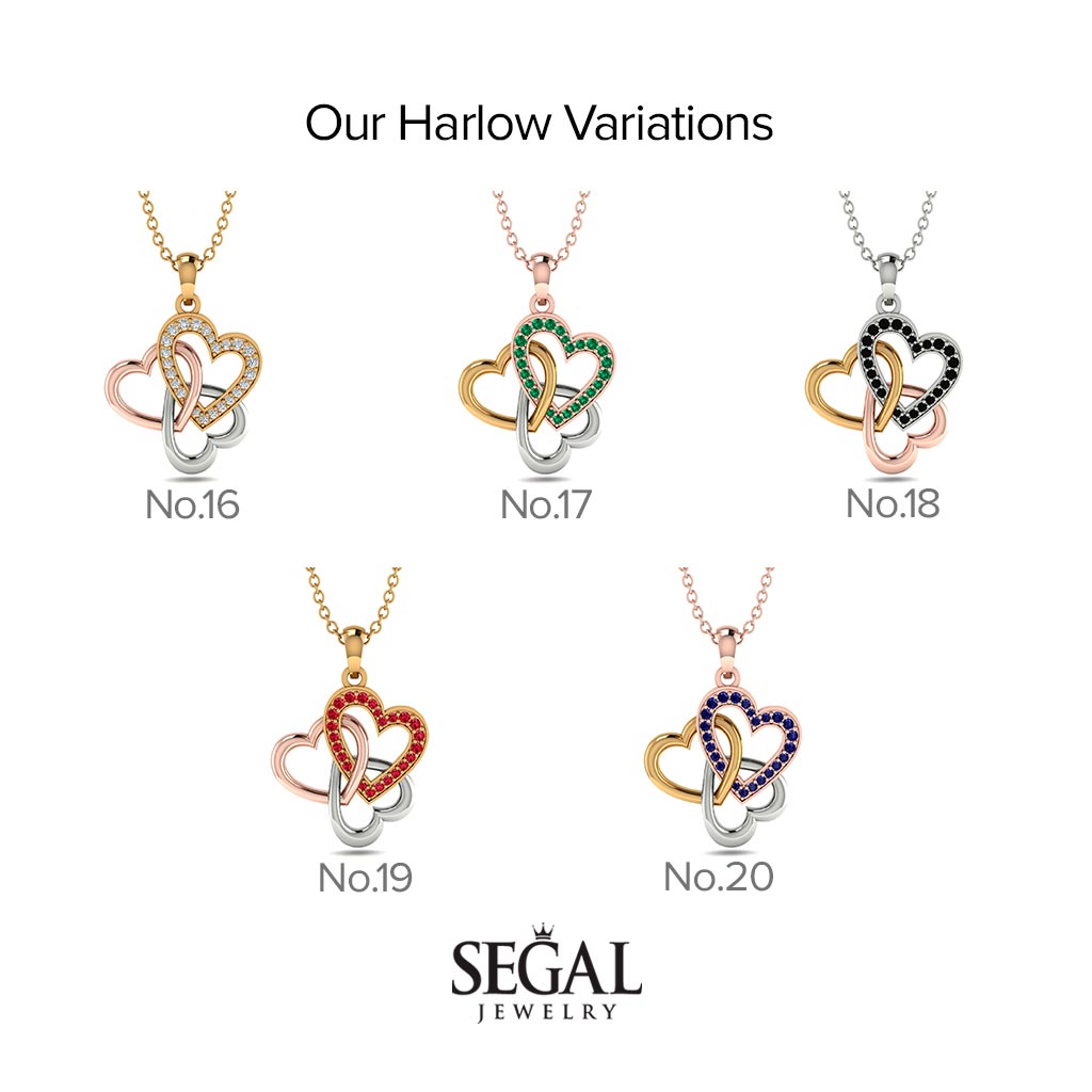 Three Hearts Intertwined Sapphire Necklace - Harlow No. 13