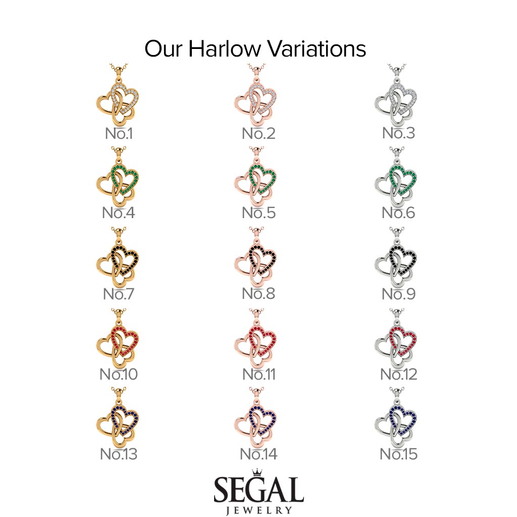 Three Hearts Intertwined Diamond Necklace - Harlow No. 3