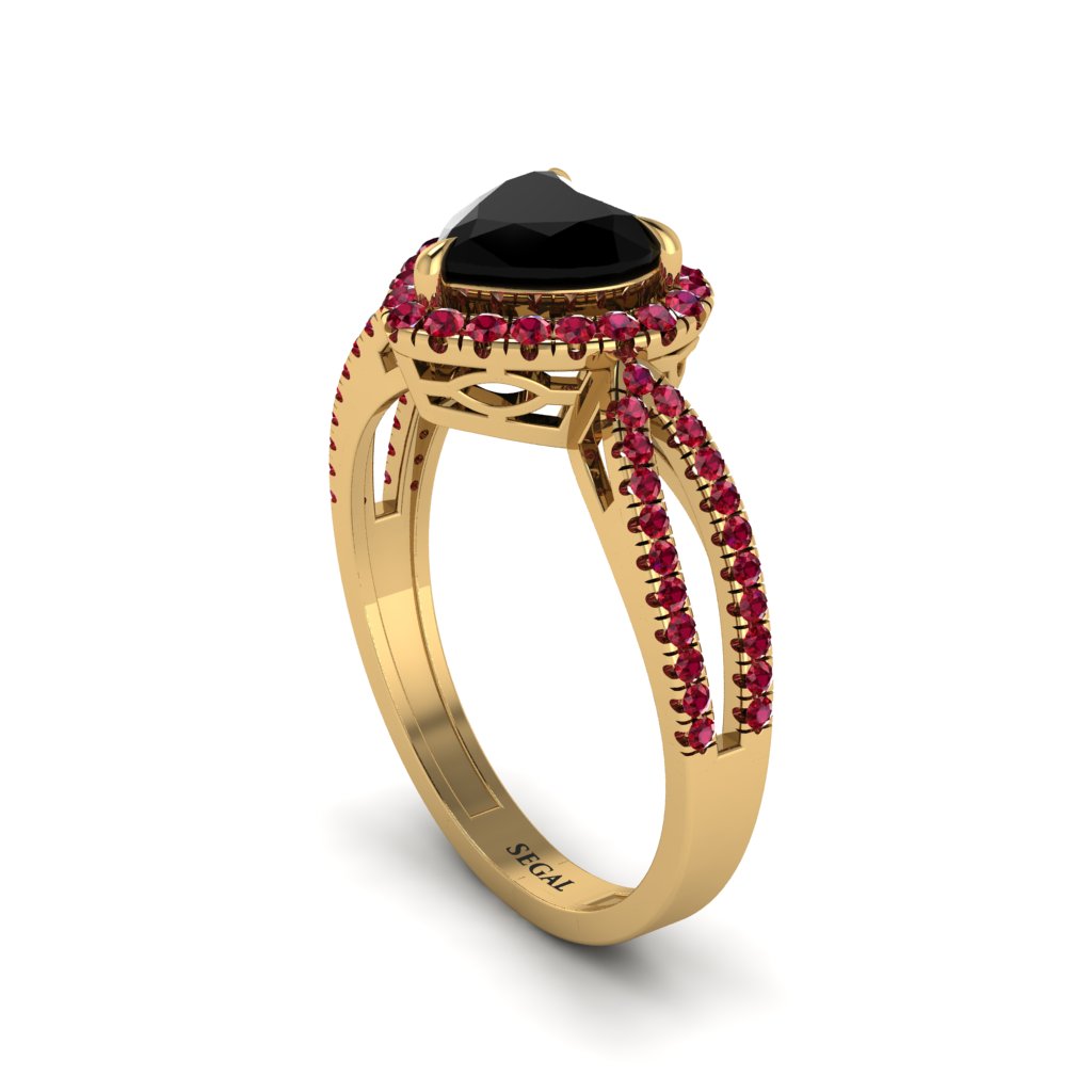 Heart's Black Diamond Embrace Engagement Ring - Alison No. 52