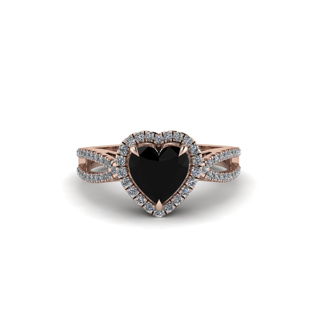 Heart's Black Diamond Embrace Engagement Ring - Alison No. 8