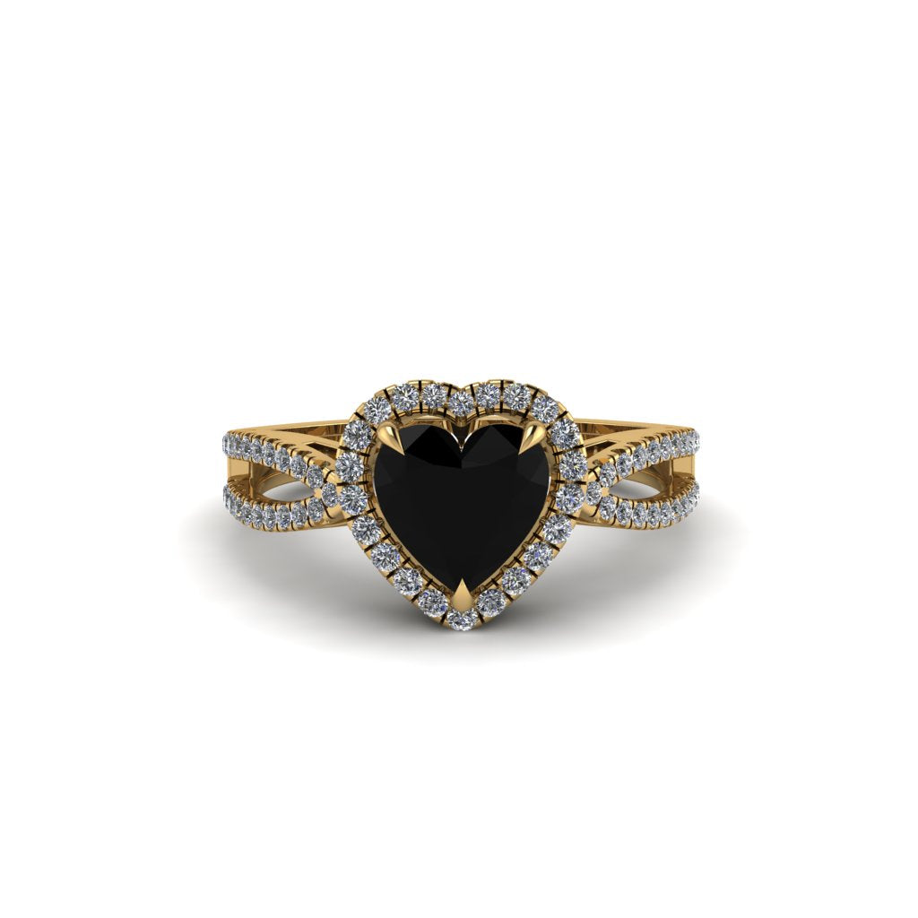 Heart's Black Diamond Embrace Engagement Ring - Alison No. 7