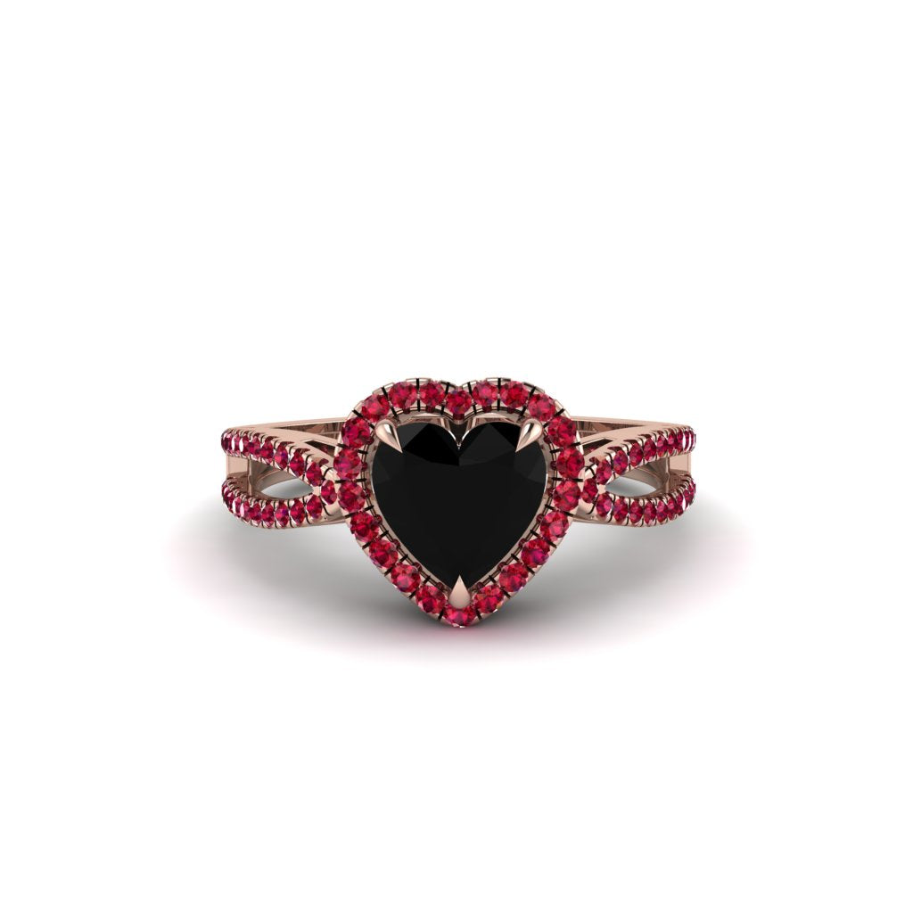 Heart's Black Diamond Embrace Engagement Ring - Alison No. 53