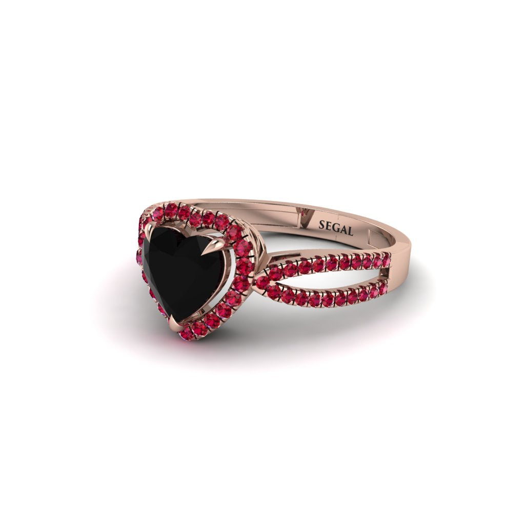 Heart's Black Diamond Embrace Engagement Ring - Alison No. 53
