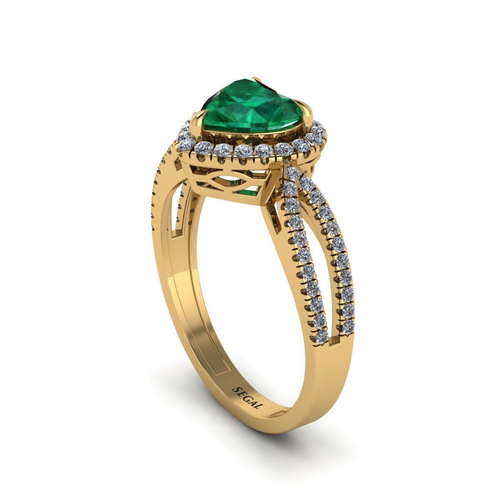 Heart's Emerald Embrace Engagement Ring - Alison No. 4