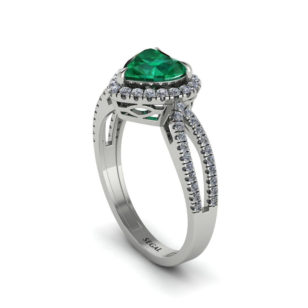Heart's Emerald Embrace Engagement Ring - Alison No. 6