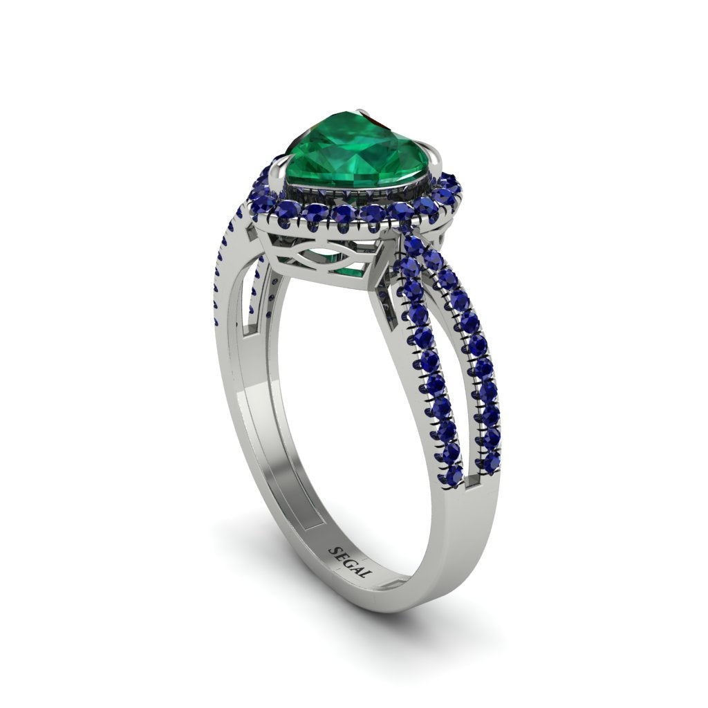 Heart's Emerald Embrace Engagement Ring - Alison No. 66