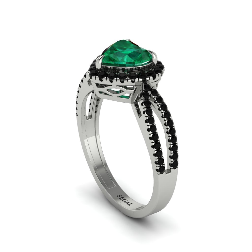 Heart's Emerald Embrace Engagement Ring - Alison No. 36