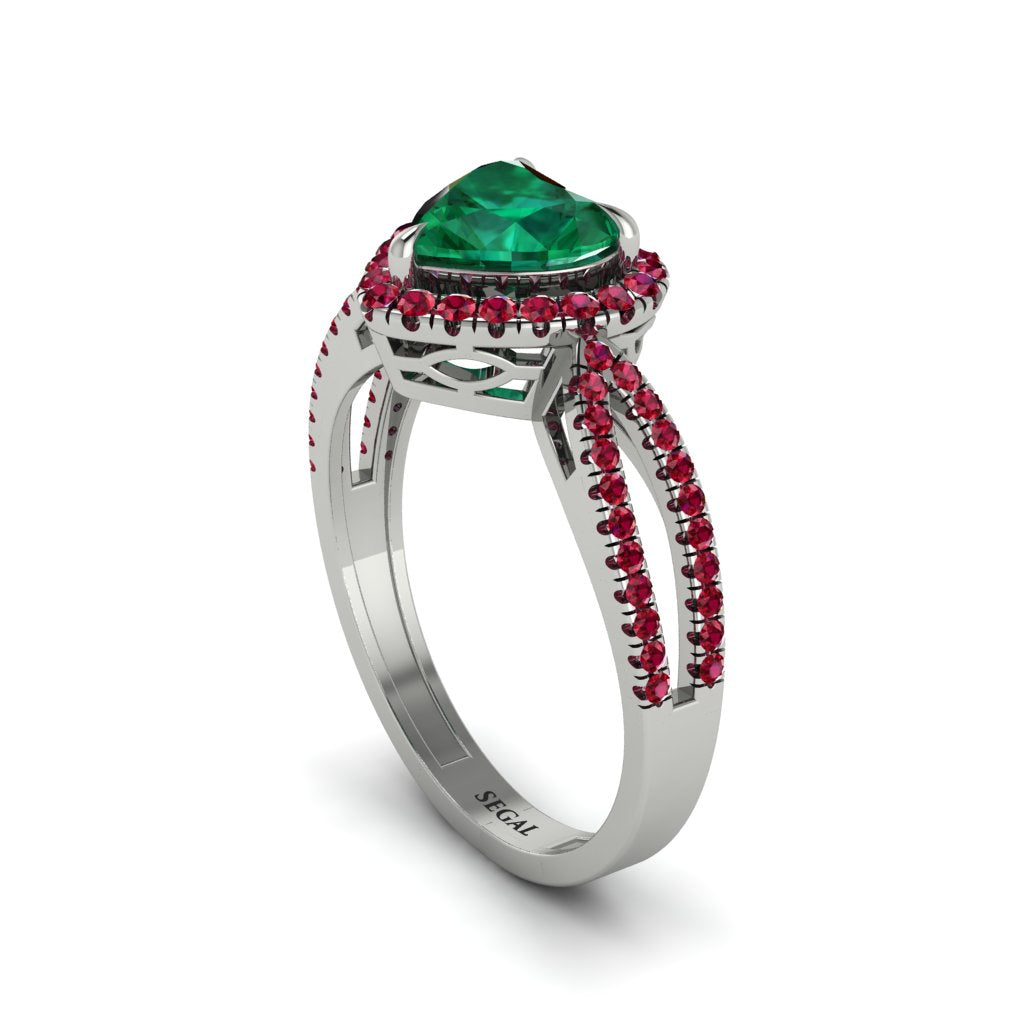 Heart's Emerald Embrace Engagement Ring - Alison No. 51