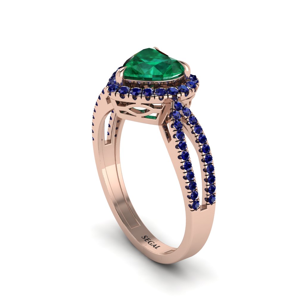 Heart's Emerald Embrace Engagement Ring - Alison No. 65