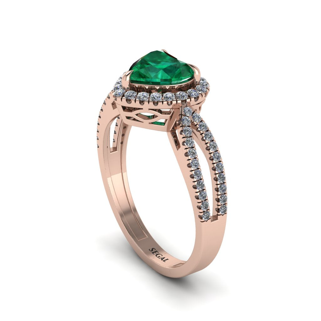 Heart's Emerald Embrace Engagement Ring - Alison No. 5