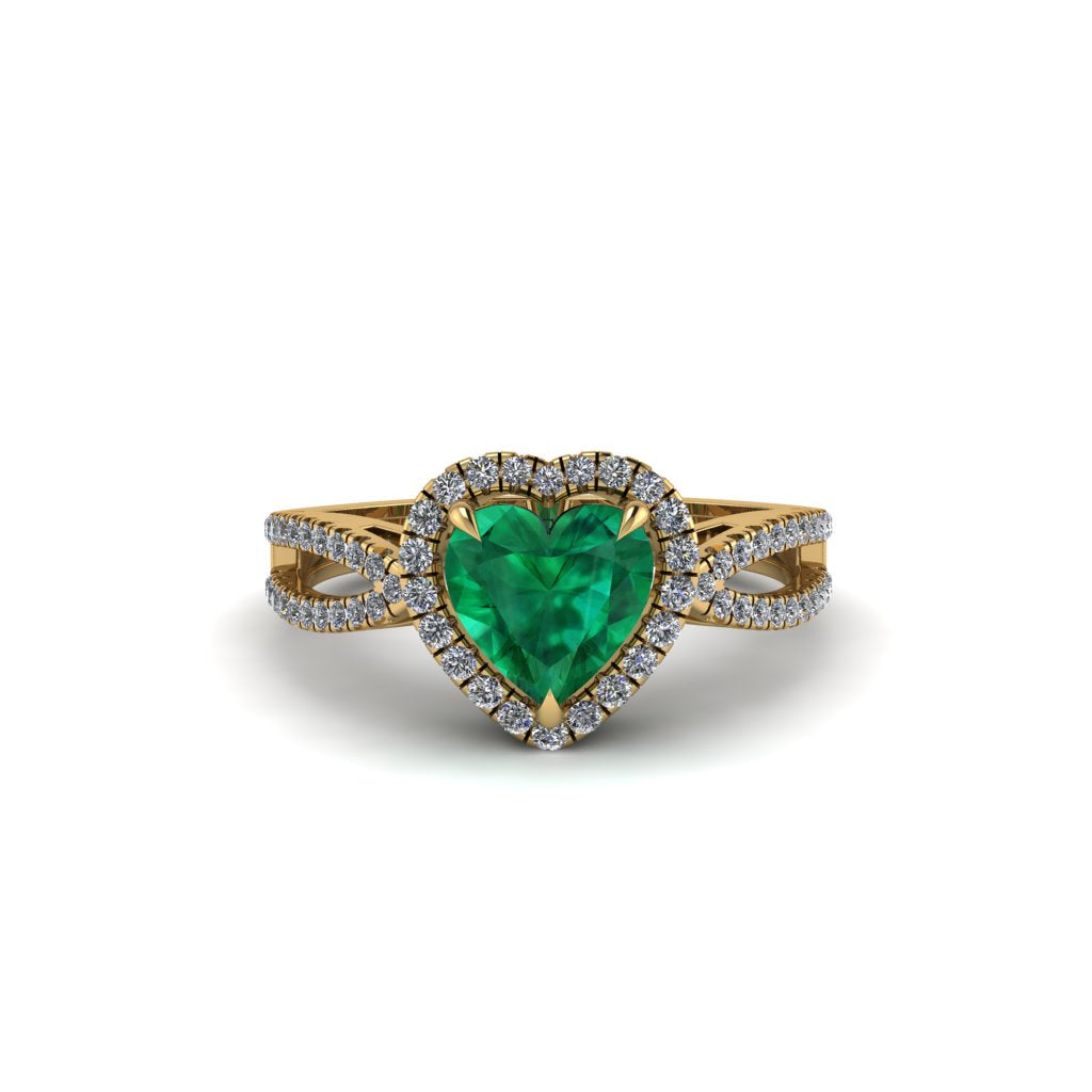 Heart's Emerald Embrace Engagement Ring - Alison No. 4