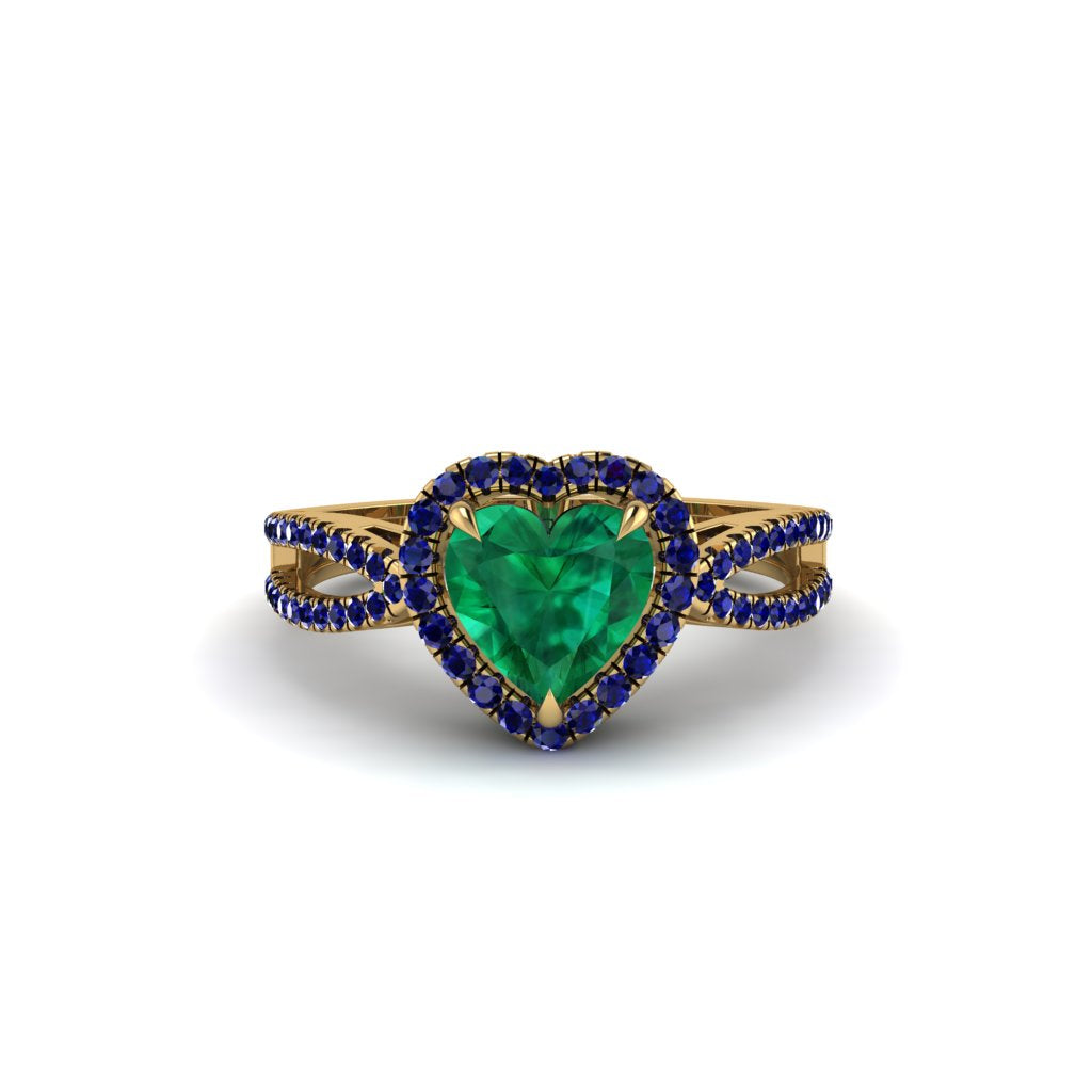 Heart's Emerald Embrace Engagement Ring - Alison No. 64