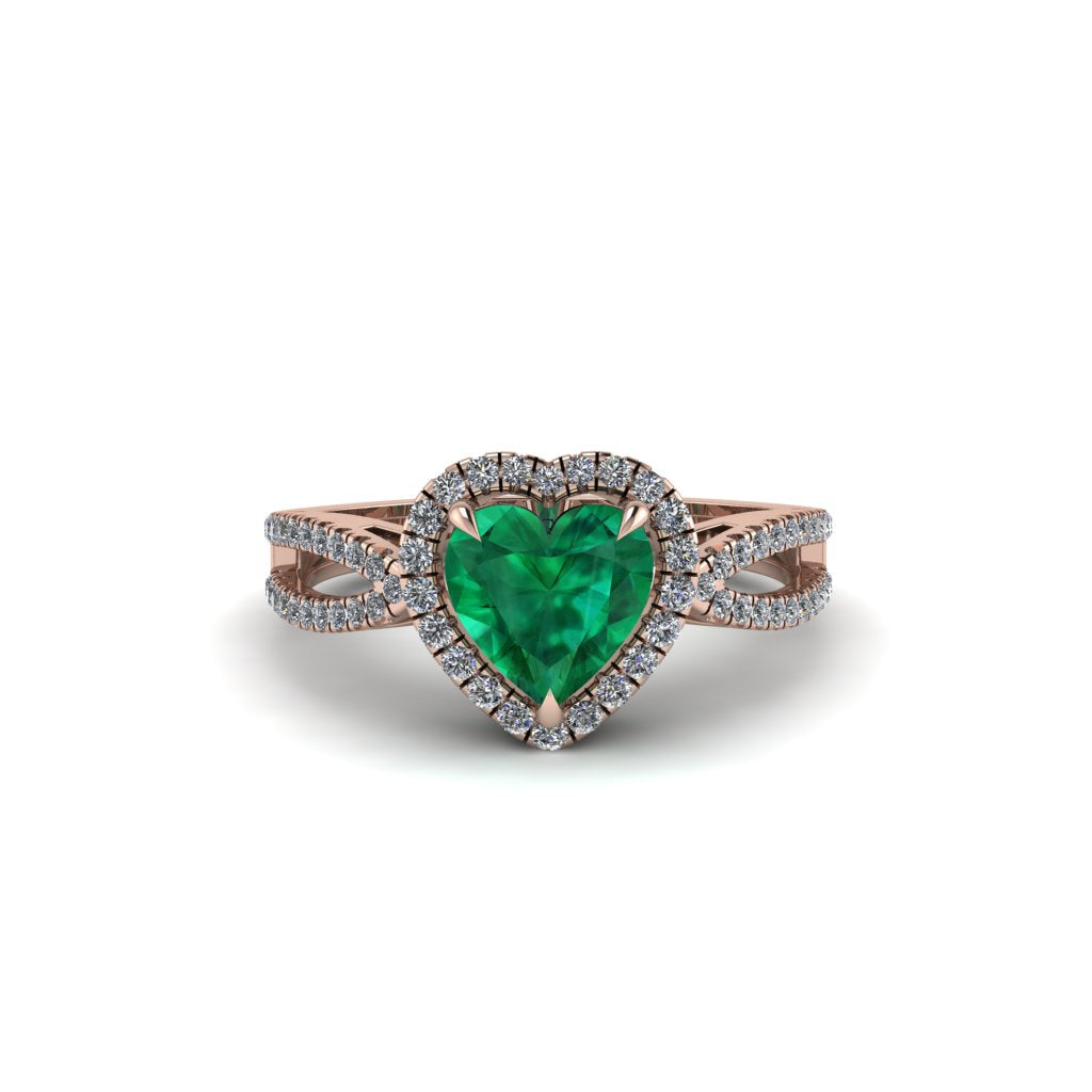 Heart's Emerald Embrace Engagement Ring - Alison No. 5