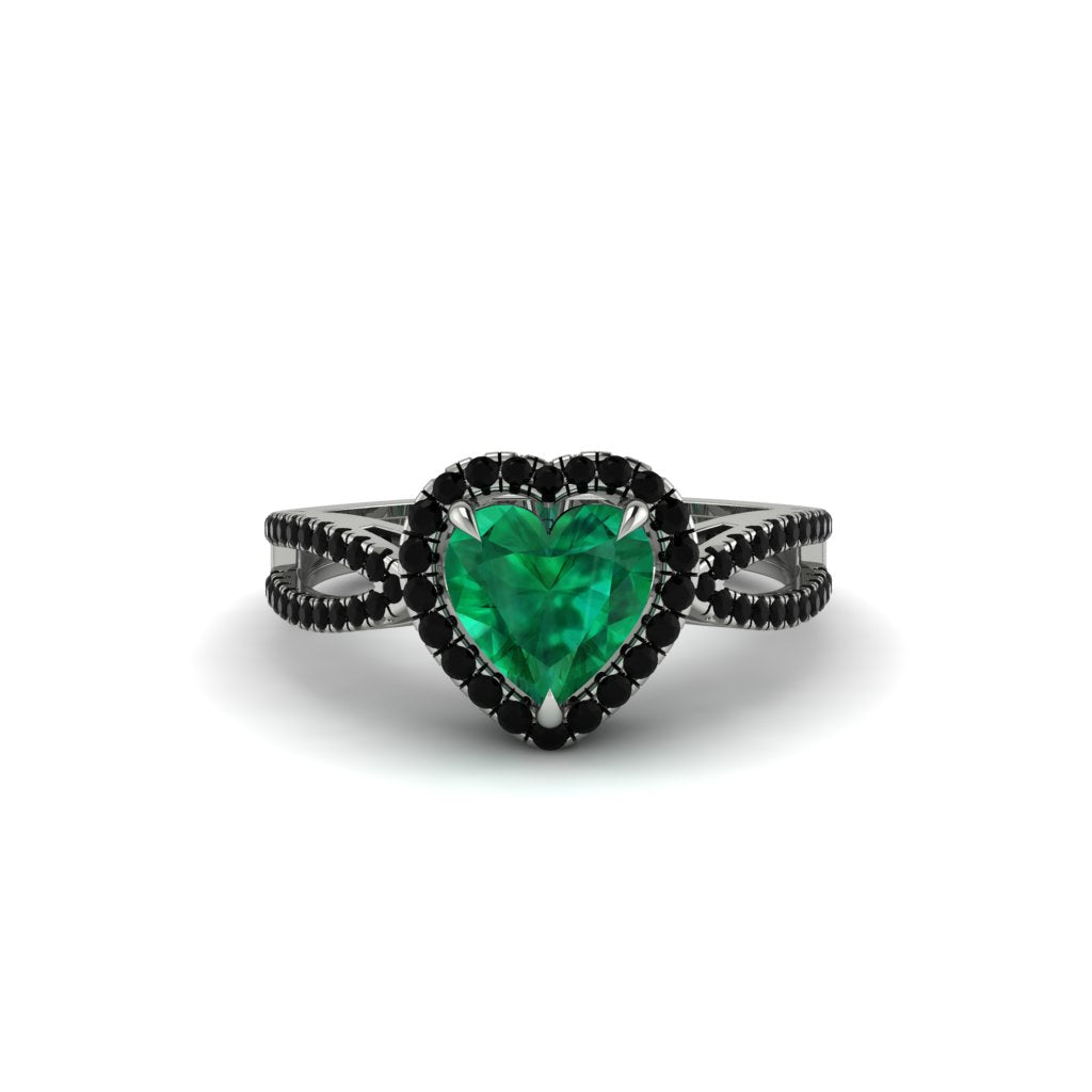 Heart's Emerald Embrace Engagement Ring - Alison No. 36