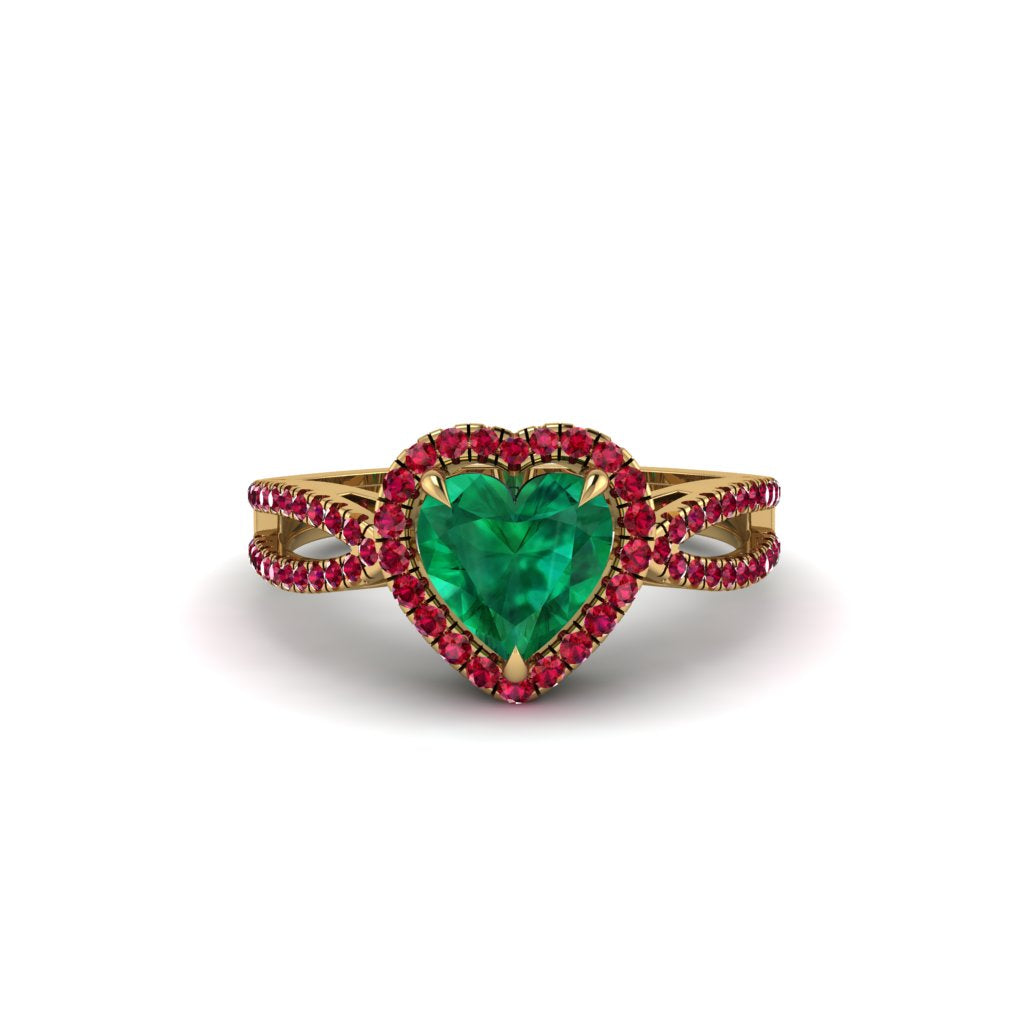 Heart's Emerald Embrace Engagement Ring - Alison No. 49