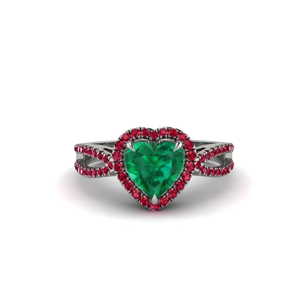 Heart's Emerald Embrace Engagement Ring - Alison No. 51